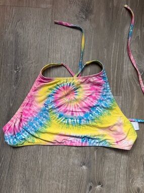 Billabong Tie-Dye Halter Bikini Top - Pink, Yellow & Blue